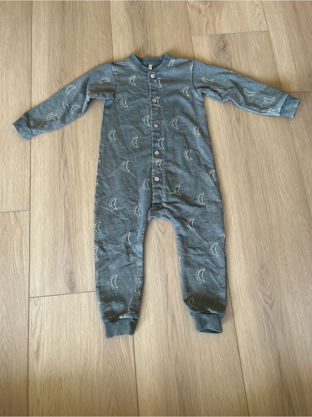 Rylee + Cru Grey Moon-Print Footed One-Piece